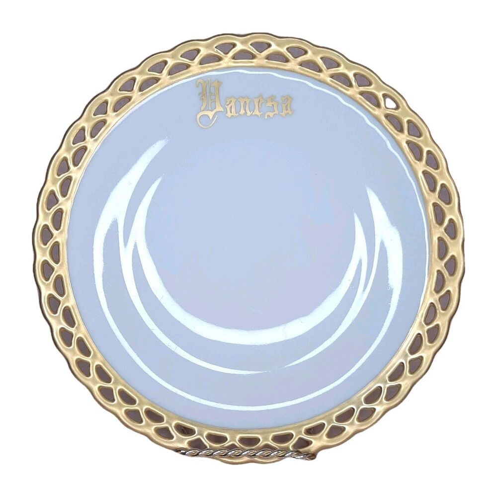 Vintage 1954 Winterling Plate Bavaria 10 inch Golden Rim R.G.M. Signed